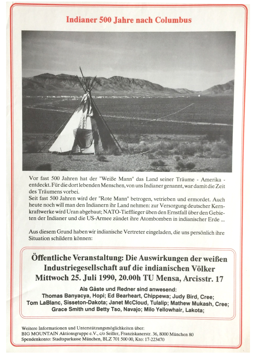 Indianer 500 Jahre nach Columbus (Public Event AGIM 1990)